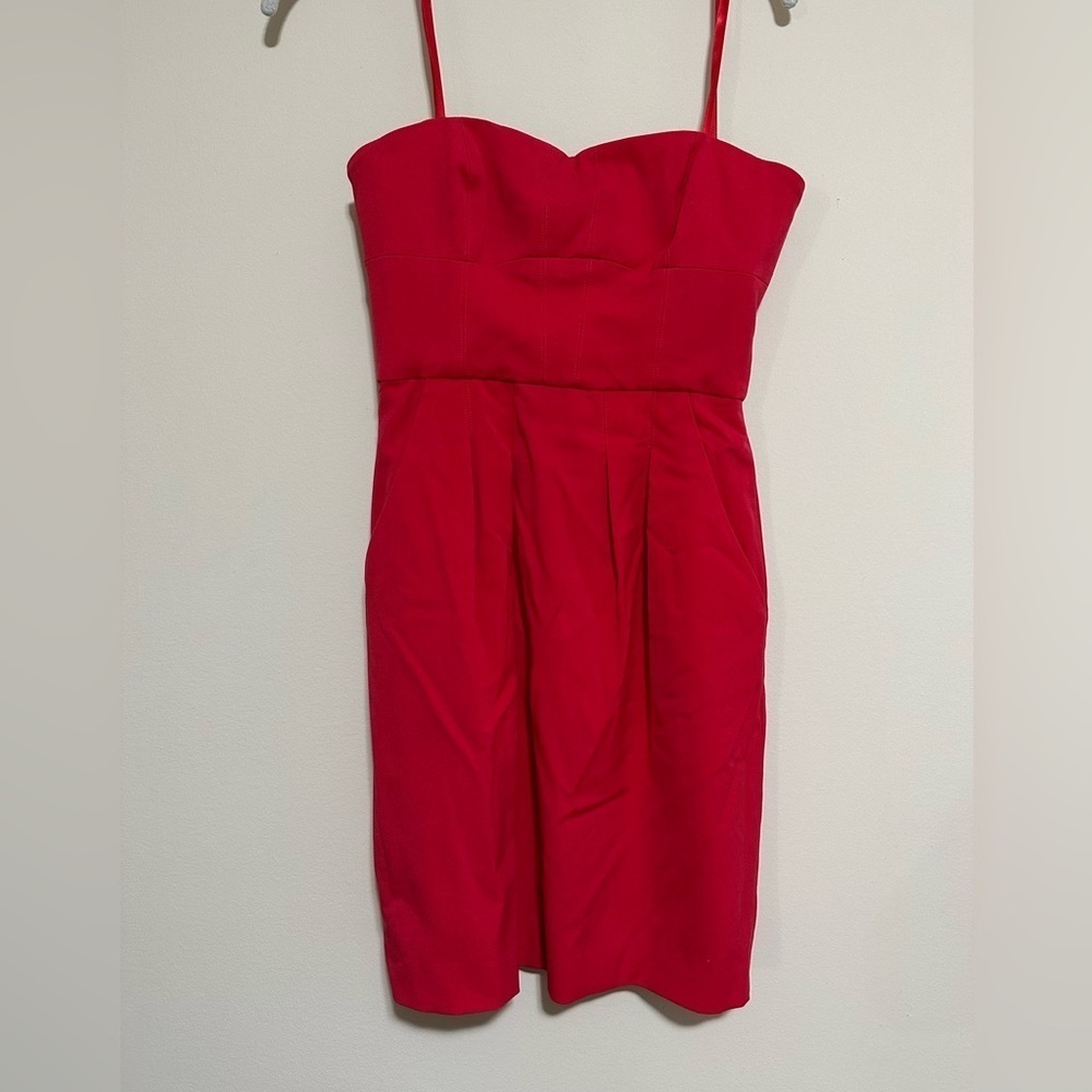 bcbgmaxazria red strapless dress size 0